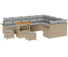 Sodo Sofų Rinkinys su pagalve 12 pcs Bežinė ir šviesiai pilka