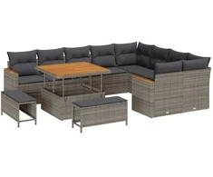 Lauko baldų komplektas Sodo Sofų Rinkinys 12 pcs Pilka poliratanas