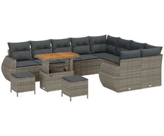 Lauko baldų komplektas Sodo Sofų Rinkinys 12 pcs Pilka poliratanas