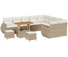 Lauko baldų komplektas Sodo Sofų Rinkinys 12 pcs Smėlio poliratanas