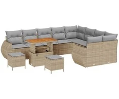 Lauko baldų komplektas Sodo Sofų Rinkinys 12 pcs Smėlio poliratanas