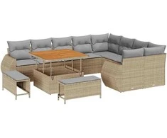 Sodo Sofų Rinkinys 12 pcs Bežinė ir šviesiai pilka Poli ratanas