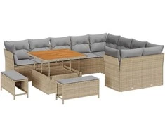 Sodo Sofų Rinkinys 12 pcs smėlio ir šviesiai pilkos spalvos