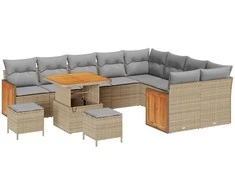 Sodo Sofų Rinkinys su pagalve 12 pcs Bežinė ir šviesiai pilka