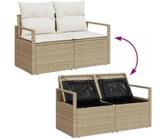 Sodo Sofų Rinkinys su pagalve 12 pcs Bežinė ir kreminė