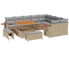 Sodo Sofų Rinkinys su pagalve 12 pcs Bežinė ir šviesiai pilka