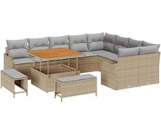 Sodo Sofų Rinkinys su pagalve 12 pcs Bežinė ir šviesiai pilka