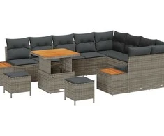Lauko baldų komplektas Sodo Sofų Rinkinys 12 pcs Pilka poliratanas