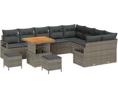 Sodo Sofų Rinkinys su pagalve su saugykla 12 pcs Pilka