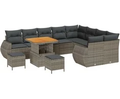 Sodo Sofų Rinkinys su pagalve 12 pcs Pilka Poli ratanas
