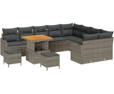 Sodo Sofų Rinkinys su pagalve su saugykla 12 pcs Pilka