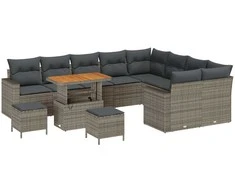 Lauko baldų komplektas Sodo Sofų Rinkinys 12 pcs Pilka poliratanas