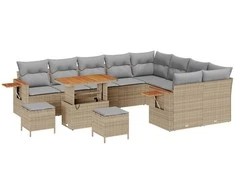 Sodo Sofų Rinkinys su pagalve 12 pcs Bežinė ir šviesiai pilka