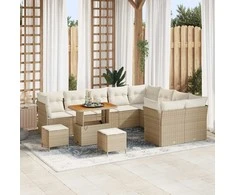 Sodo Sofų Rinkinys su pagalve 12 pcs smėlio ir kreminės spalvos