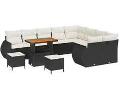 Lauko baldų komplektas Sodo Sofų Rinkinys 12 pcs Juoda poliratanas