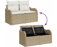 Sodo Sofų Rinkinys su pagalve 12 pcs Bežinė ir kreminė