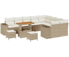 Sodo Sofų Rinkinys su pagalve 12 pcs Bežinė ir kreminė