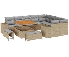 Sodo Sofų Rinkinys su pagalve 12 pcs Bežinė ir šviesiai pilka