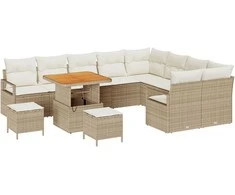 Sodo Sofų Rinkinys su pagalve 12 pcs Bežinė ir kreminė