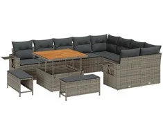 Lauko baldų komplektas Sodo Sofų Rinkinys 12 pcs Pilka poliratanas
