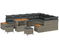 Lauko baldų komplektas Sodo Sofų Rinkinys 12 pcs Pilka poliratanas