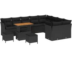 Sodo Sofų Rinkinys su pagalve su saugykla 12 pcs Juoda