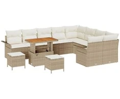 Sodo Sofų Rinkinys su pagalve 12 pcs Bežinė ir kreminė