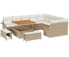 Sodo Sofų Rinkinys su pagalve 12 pcs Bežinė ir kreminė