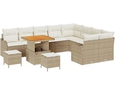 Sodo Sofų Rinkinys su pagalve 12 pcs Bežinė ir kreminė