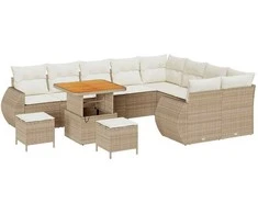 Sodo Sofų Rinkinys su pagalve 12 pcs smėlio ir kreminės spalvos