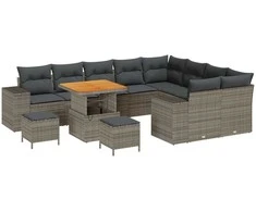 Sodo Sofų Rinkinys su pagalve su saugykla 12 pcs Pilka