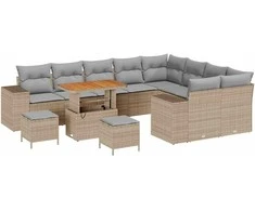 Lauko baldų komplektas Sodo Sofų Rinkinys su pagalve 12 pcs Smėlio poliratanas