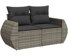 Lauko baldų komplektas Sodo Sofų Rinkinys 12 pcs Pilka poliratanas