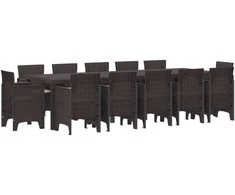 Lauko baldų komplektas Sodo valgomojo komplektas 13 pcs Ruda ir Taupe Poli ratanas