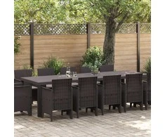 Lauko baldų komplektas Sodo valgomojo komplektas 13 pcs Ruda ir Taupe Poli ratanas