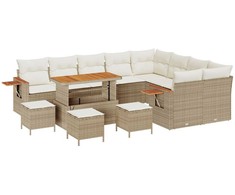 Sodo Sofų Rinkinys su pagalve 13 pcs Bežinė ir kreminė