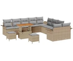 Sodo Sofų Rinkinys su pagalve 13 pcs Bežinė ir šviesiai pilka