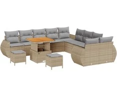 Sodo Sofų Rinkinys 13 pcs smėlio ir šviesiai pilkos spalvos