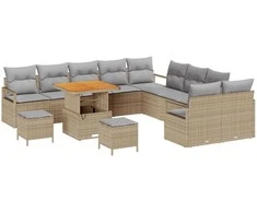 Lauko baldų komplektas Sodo Sofų Rinkinys su pagalve 13 pcs Smėlio poliratanas
