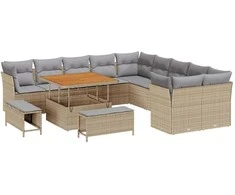 Lauko baldų komplektas Sodo Sofų Rinkinys 13 pcs Smėlio poliratanas
