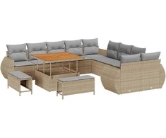 Sodo Sofų Rinkinys 13 pcs smėlio ir šviesiai pilkos spalvos