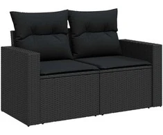 Lauko baldų komplektas Sodo Sofų Rinkinys 13 pcs Juoda poliratanas