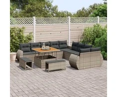Lauko baldų komplektas Sodo Sofų Rinkinys 13 pcs Pilka poliratanas