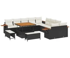 Sodo Sofų Rinkinys su pagalve 13 pcs Juoda ir kreminė