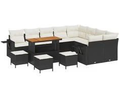 Sodo Sofų Rinkinys 13 pcs Juoda ir kreminė poliratanas