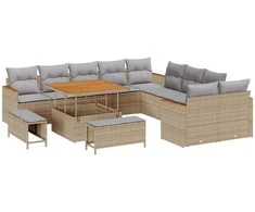 Lauko baldų komplektas Sodo Sofų Rinkinys 13 pcs Smėlio poliratanas