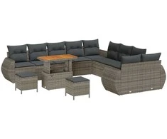 Lauko baldų komplektas Sodo Sofų Rinkinys 13 pcs Pilka poliratanas