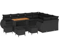 Lauko baldų komplektas Sodo Sofų Rinkinys 13 pcs Juoda poliratanas