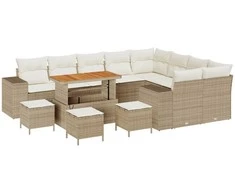 Sodo Sofų Rinkinys su pagalve 13 pcs Bežinė ir kreminė