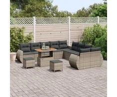 Lauko baldų komplektas Sodo Sofų Rinkinys 13 pcs Pilka poliratanas